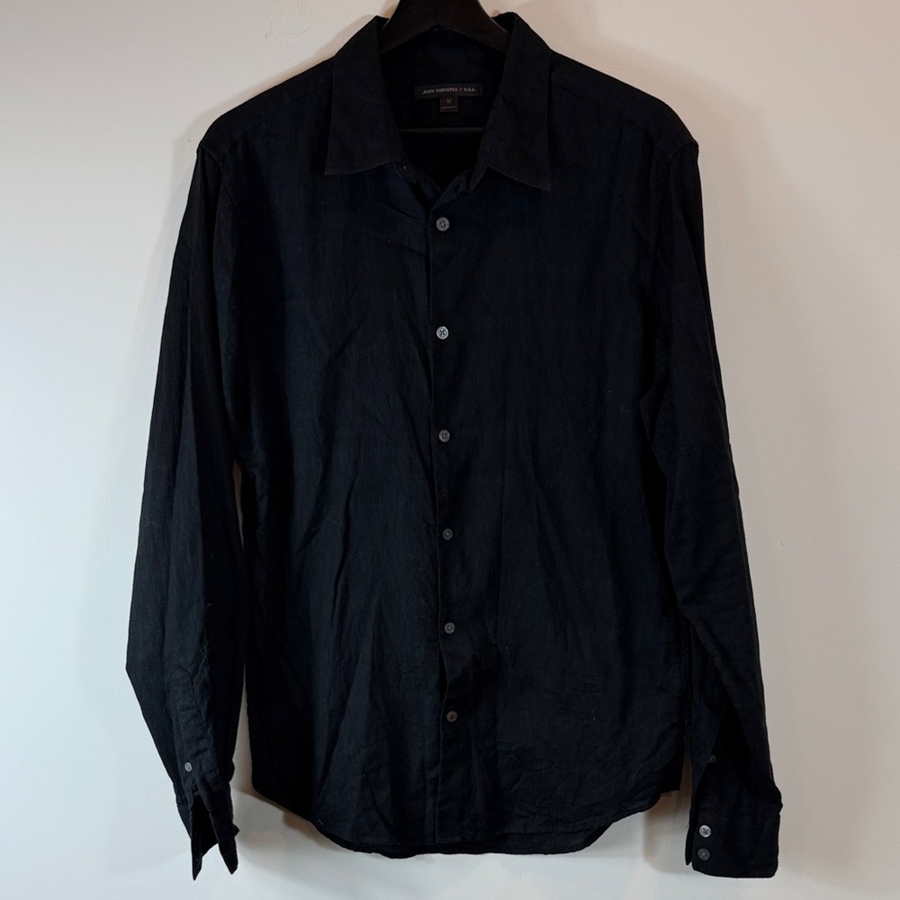 John Varvatos Black Long-Sleeve Casual Button-Down Shirt